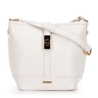 Torebki damskie - Torebka typu worek z imitacji skóry kremowa - miniaturka - grafika 1