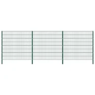 Ogrodzenia - GSTORE Panel ogrodzeniowy ze słupkami żelazny 5,1 x 1,6 m zielony GS-278672 - miniaturka - grafika 1