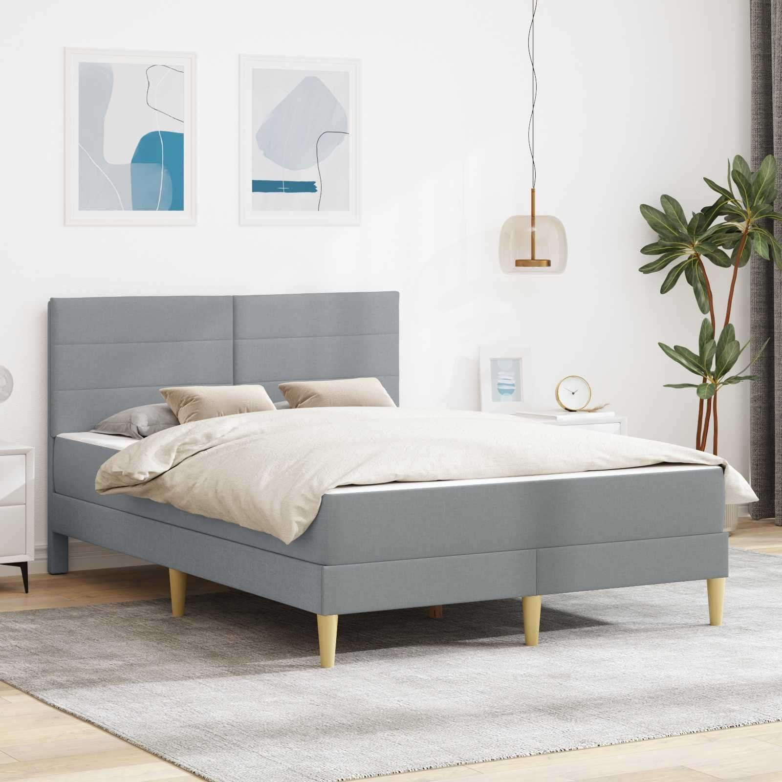 vidaXL vidaXL Ramka łóżka Jasnoszary 140 x 200 cm Poliester