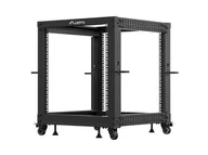 Szafy rack - Lanberg Open Rack 12U 600x600-1100 regulowany czarny - miniaturka - grafika 1