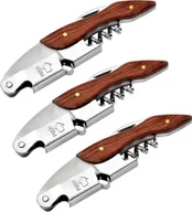 Korkociągi i otwieracze - 3 x korkociąg do wina ze stali nierdzewnej nóż kelnerski otwieracz do wina z otwieraczem do butelek i nożem do folii wielofunkcyjne sztućce kelnerskie korkociąg do wina korkociąg ręczny - miniaturka - grafika 1