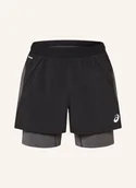 Spodenki damskie - Asics Szorty Do Biegania 2 W 1 Road schwarz - miniaturka - grafika 1