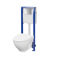 Stelaże i zestawy podtynkowe do WC - Cersanit Moduo SET B960 Zestaw Toaleta WC bez kołnierza + deska wolnoopadająca + stelaż podtynkowy WC Economy + przycisk WC S701-733 - miniaturka - grafika 1