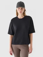 Koszulki sportowe damskie - Damski t-shirt basic 4F 4FRAW24TTSHF2303 - czarny - miniaturka - grafika 1
