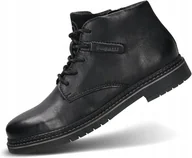Botki męskie - BUGATTI MĘSKIE CZARNE SKÓRZANE TRZEWIKI SZNUROWANE 40 JŻA - miniaturka - grafika 1