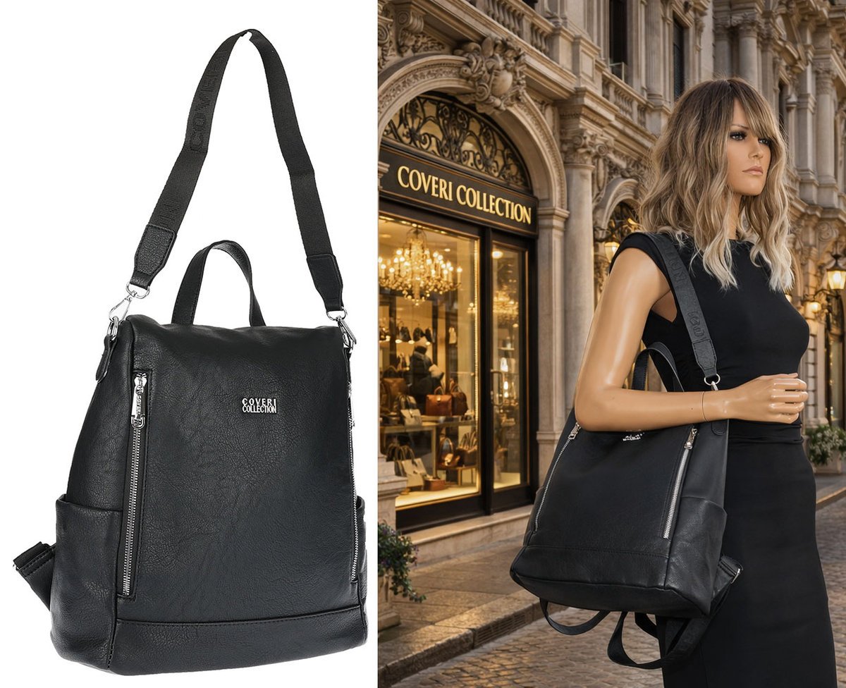 Torebka Damska Włoskiej marki Coveri Collection Plecak 2w1 CC028 Czarna