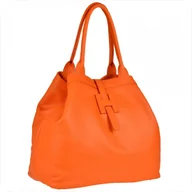 Torebki damskie - Torba shopper pomarańczowa pojemna skórzana XL - miniaturka - grafika 1