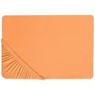 Prześcieradła - Bawełniane prześcieradło z gumką 200 x 200 cm pomarańczowe JANBU - miniaturka - grafika 1