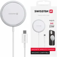 Ładowarki do telefonów - SWISSTEN Biała Bezprzewodowa ładowarka indukcyjna MagStick 15W - miniaturka - grafika 1