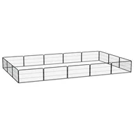 Sprzęt podróżny i transportery dla psów - vidaXL Kojec dla psa, 16 panele, czarny, 100x50 cm, stal - miniaturka - grafika 1