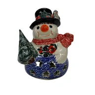 Ozdoby bożonarodzeniowe - Ceramiczny bałwan mały Ceramika Bolesławiec - miniaturka - grafika 1