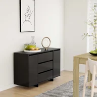 Komody - Lumarko Komoda z 3 szufladami, czarna, 120x41x75 cm, płyta wiórowa - miniaturka - grafika 1