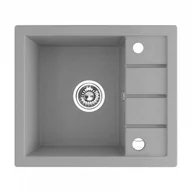 Zlewozmywaki - Laveo SBP 513T Zlewozmywak granitowy1 komora z p$568ociekaczem Wymiary 495x570x185 mm Wymiar szafki 500 mmWyko$569czenie szareW zestawie z syfonem Space Saving i korkiem automatycznym - miniaturka - grafika 1