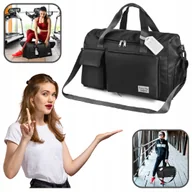 Torby sportowe - Torba Sportowa Podróżna Składana 35L Treningowa Pojemna Lekka (czarna) - miniaturka - grafika 1