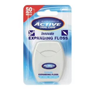 Beauty Formulas Active Oral Care, nić dentystyczna pęczniejąca miętowa z fluorem, 50 m - Nici dentystyczne - miniaturka - grafika 1