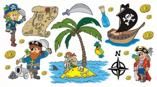 Naklejki na ścianę dla dzieci - zestaw Piraci 5, 100x50 cm - Naklejki na ścianę - miniaturka - grafika 1