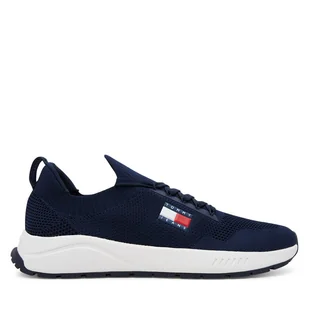 Sneakersy Tommy Jeans Runner Kntitted EM0EM01555 Granatowy - Sneakersy męskie - miniaturka - grafika 1
