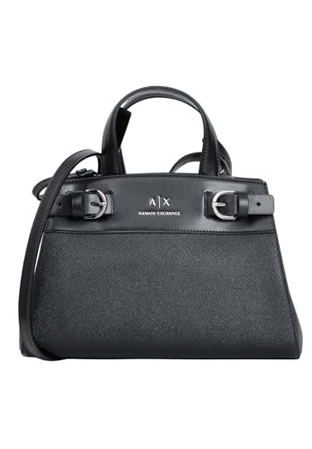 Armani Exchange Women's Milano 91, Sustainable, Quilted Motifs Tote M, czarne, czarny