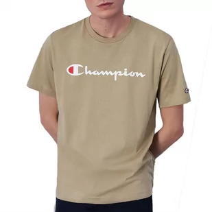 Koszulka Champion Crewneck Big Script Logo 219831-YS073 - beżowa - Koszulki męskie - miniaturka - grafika 1