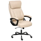 Fotele i krzesła biurowe - Beliani Krzesło biurowe regulowane ekoskóra beżowy PROUD - miniaturka - grafika 1