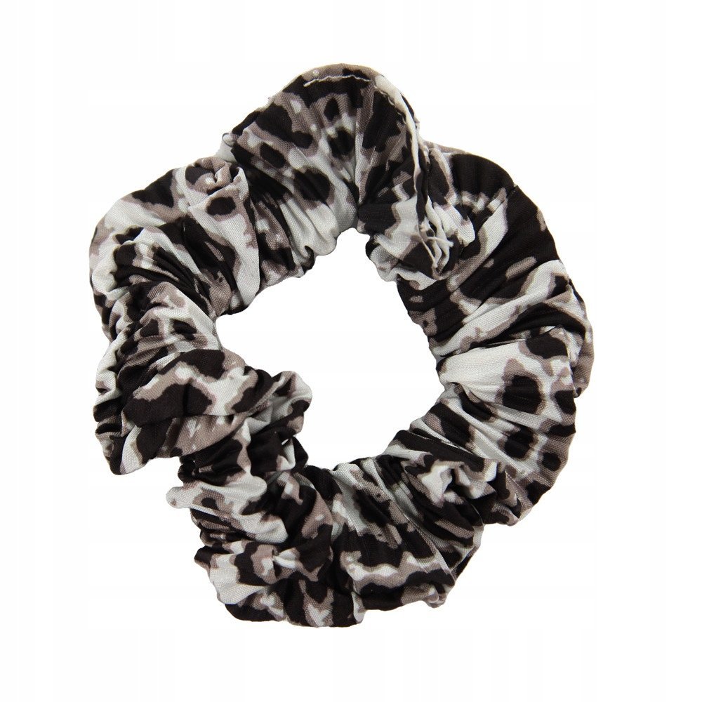 Donegal Marszczona, materiałowa gumka do włosów typu scrunchie, panterka