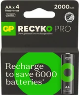 Baterie i akcesoria - GP GP ReCyko Pro Rechargeable Battery, Size AA, 2000 mAh, 4-pack - miniaturka - grafika 1