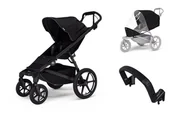 Wózki dziecięce - Wózek miejski Thule Urban Glide 4-wheel Black + Pałąk bezpieczeństwa + Osłona przeciwdeszczowa - miniaturka - grafika 1