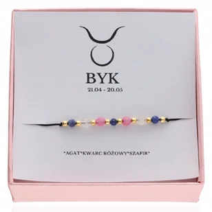 ZŁOTA bransoletka znak zodiaku BYK kamienie naturalne srebro 925 - Bransoletki - miniaturka - grafika 1