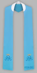 Niebieska stuła haftowana - szeroka jednostronna - Szaty liturgiczne - miniaturka - grafika 1