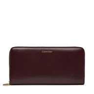 Portfele - Duży Portfel Damski Calvin Klein Ck Large Zip Around LV04F1093G Bordowy - miniaturka - grafika 1