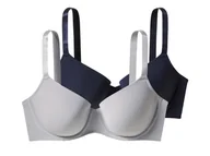 Biustonosze - esmara® Biustonosze damskie z biobawełną, 2 sztuki (Granatowy/szary, 85D) - miniaturka - grafika 1