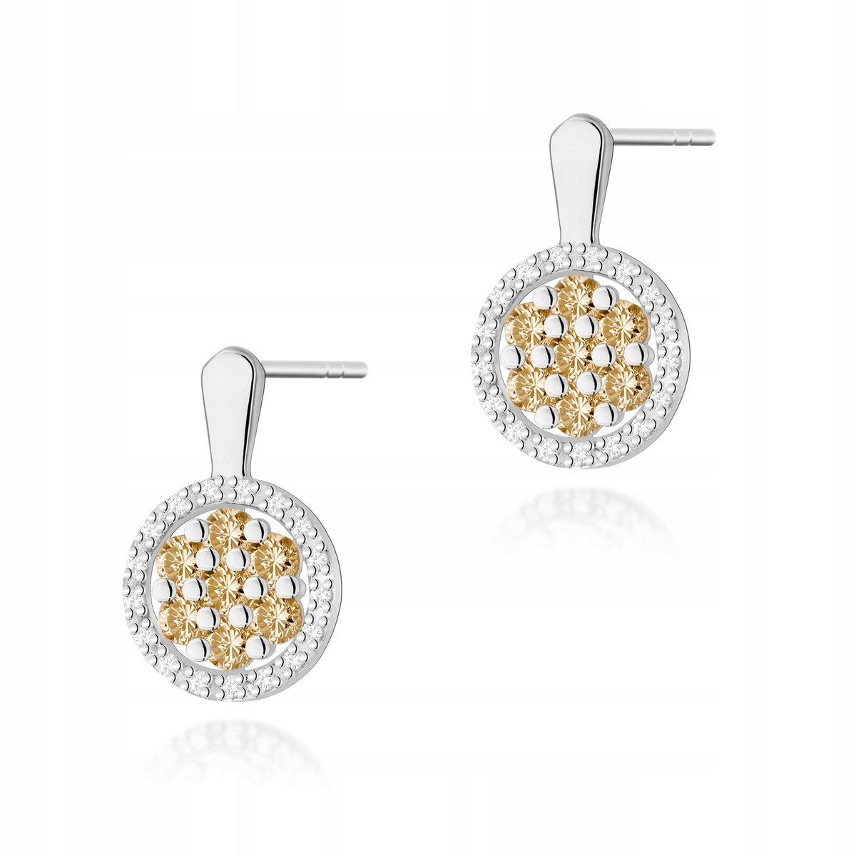 Damskie kolczyki ze złota 585 z diamentami białe złoto elegancki design 14k