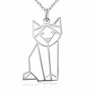 Biżuteria dla dzieci - Srebrny Naszyjnik 925 Geometryczny Kot Grawer - miniaturka - grafika 1
