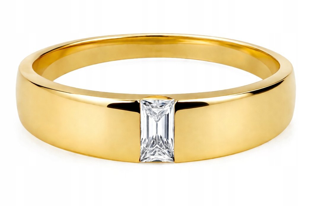 KLASYCZNY DAMSKI ZŁOTY PIERŚCIONEK Z BIAŁĄ CYRKONIĄ TIMELESS 14KT 585