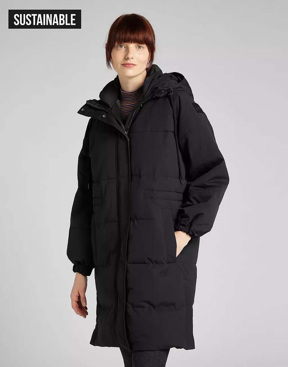 Lee Long Puffer Damska Kurtka Zimowa Black L56Ixw01-M
