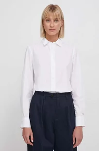 Tommy Hilfiger koszula bawełniana damska kolor biały regular z kołnierzykiem klasycznym - Koszule damskie - miniaturka - grafika 1