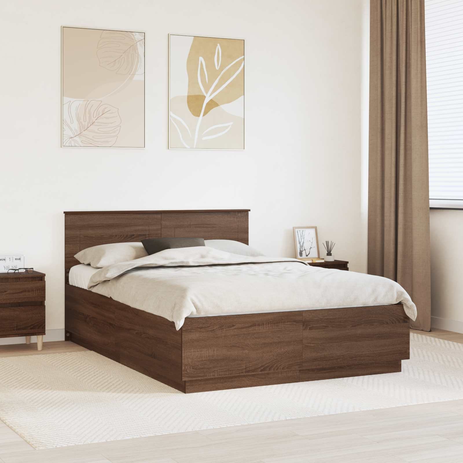 vidaXL Ramka łóżka Brązowy dąb 150 x 200 cm Materiał drewnopochodny