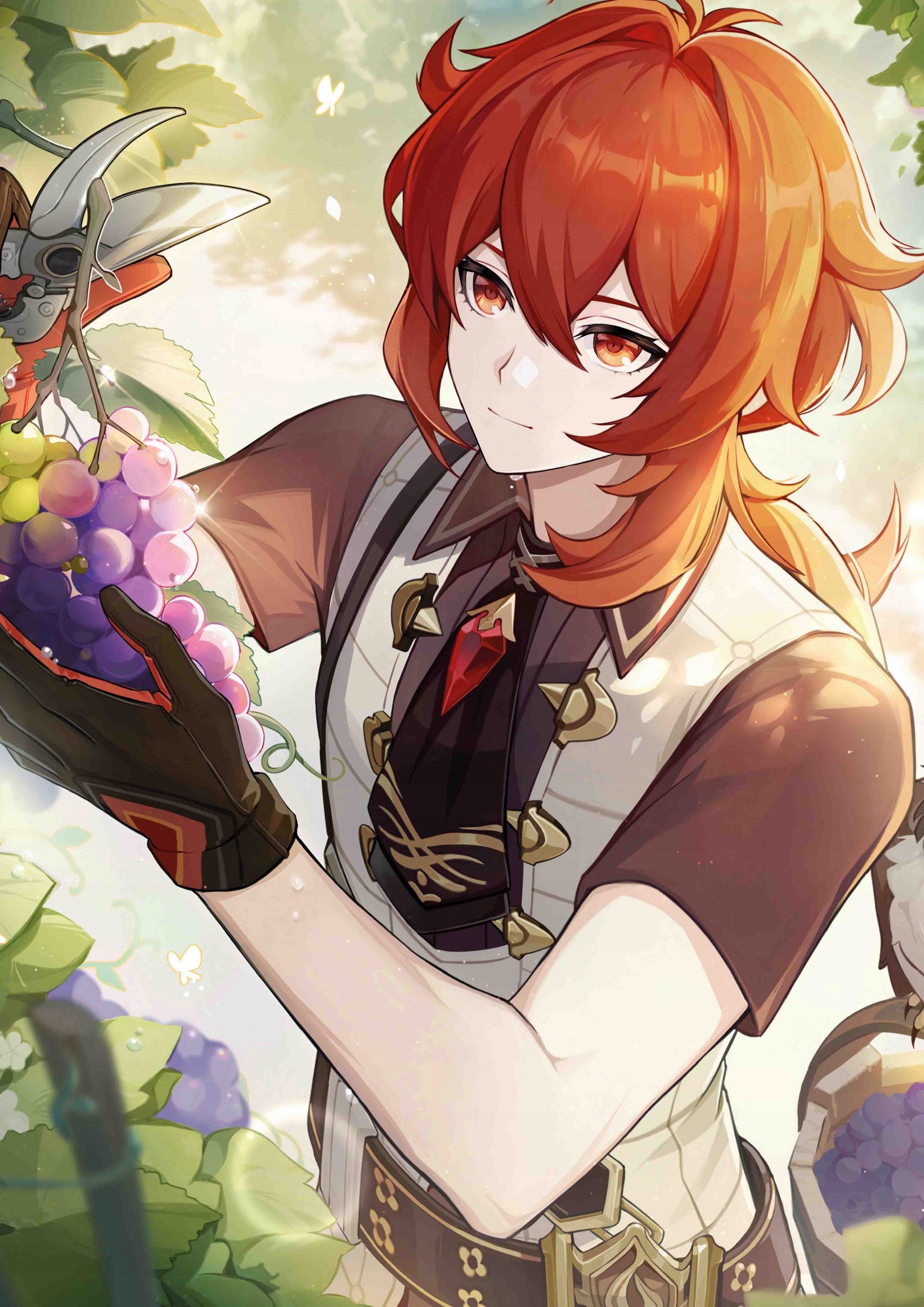 Plakat A3 Genshin Impact Anime Gra Diluc Ragnvindr