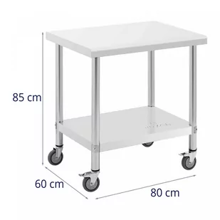 Stół ze stali nierdzewnej na kółkach - 60 x 80 cm - 135 kg ROYAL CATERING 10012807 RCAT-80/60-W - Meble gastronomiczne - miniaturka - grafika 4