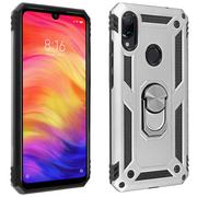 Etui i futerały do telefonów - Xiaomi Redmi Note 7 Case Bi Material Sztywny miękki magnetyczny stojak na pierścionek Srebrny - miniaturka - grafika 1