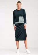 Komplety bielizny - Komplet dresowy damski welurowy spodnica dresowa z bluza Granat r. M - miniaturka - grafika 1