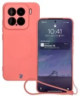 Etui i futerały do telefonów - Bizon Silikonowe etui z pierścieniem magnetycznym Case Silicone Magnetic Sq do Xiaomi 15, brudnoróżowe - miniaturka - grafika 1