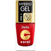 Pozostałe kosmetyki - Delia Cosmetics Coral Hybrid Gel Emalia do paznokci nr 01 czerwony 11ml - miniaturka - grafika 1