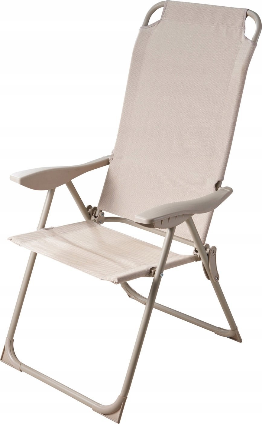 Redcliffs KRZESŁO FOTEL TURYSTYCZNE Z PODŁOKIETNIKAMI SKŁADANE BEŻOWE 