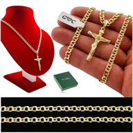 Biżuteria dla dzieci - ŁAŃCUSZEK SREBRNY ZŁOCONY + KRZYŻYK 925/585 + GRAWER DLA CHŁOPCA NA KOMUNIĘ - miniaturka - grafika 1