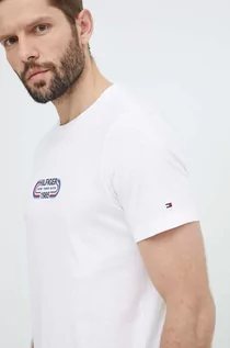Koszulki męskie - Tommy Hilfiger t-shirt bawełniany męski kolor beżowy z nadrukiem MW0MW34429 - grafika 1