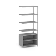 Inne meble biurowe - Przystawka do ścianki półkowej HOME OFFICE z szafką półkową, biała/szara - miniaturka - grafika 1