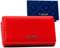 Portfele - Czerwony średniej wielkości portfel damski ze skóry ekologicznej 4U CAVALDI portmonetka na zatrzask i suwak rozbudowany na karty i dokumenty pudełko.. - miniaturka - grafika 1