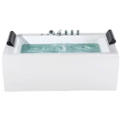 Wanny z hydromasażem - Wanna LED z hydromasażem 172 x 83 cm biała MONTEGO - miniaturka - grafika 1