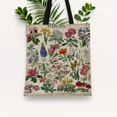 Inne - TEMU 1 szt. Klasyczna torba typu shopper z nadrukiem botanicznym, wielokrotnego użytku torba na zakupy z ilustracjami kwiatowymi, wytrzymała torba - miniaturka - grafika 1